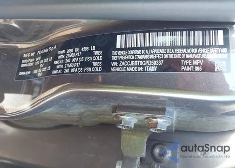 2016 Jeep Renegade Latitude из США, поврежденный, VIN ZACCJBBT6GPD59337